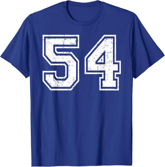 54 Number Fifty-Four Team Sports Grunge Varsity Matching T-Shirt - T-Shirt | Royal