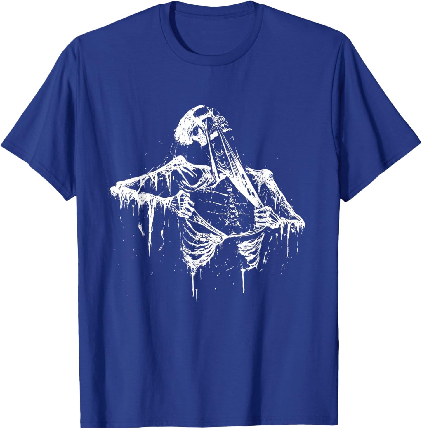 Skeleton Ripping Rib Cage Vintage 90s Graphic Halloween T-Shirt - T-Shirt | Royal