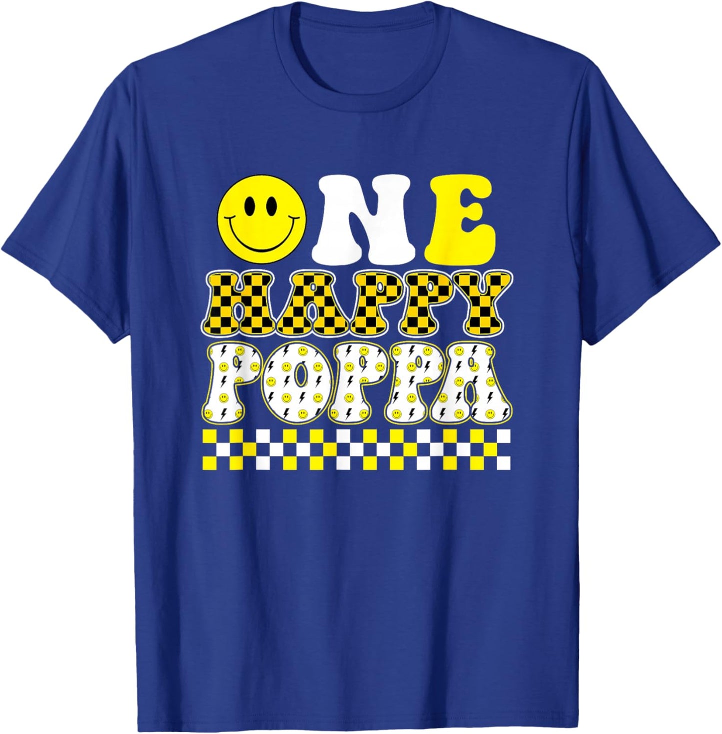 One Happy Dude Poppa 1st Birthday Family Matching T-Shirt - T-Shirt | Royal