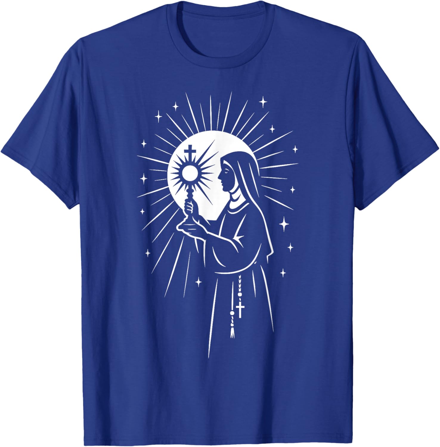 St Clare of Assisi Catholic Saints Eucharist Monstrance T-Shirt - T-Shirt | Royal