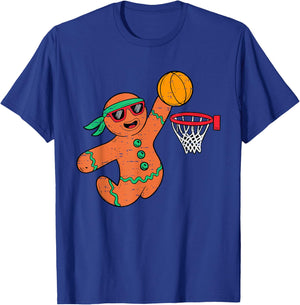 Funny Gingerbread Basketball Christmas Xmas Boys Kids T-Shirt - T-Shirt | Royal