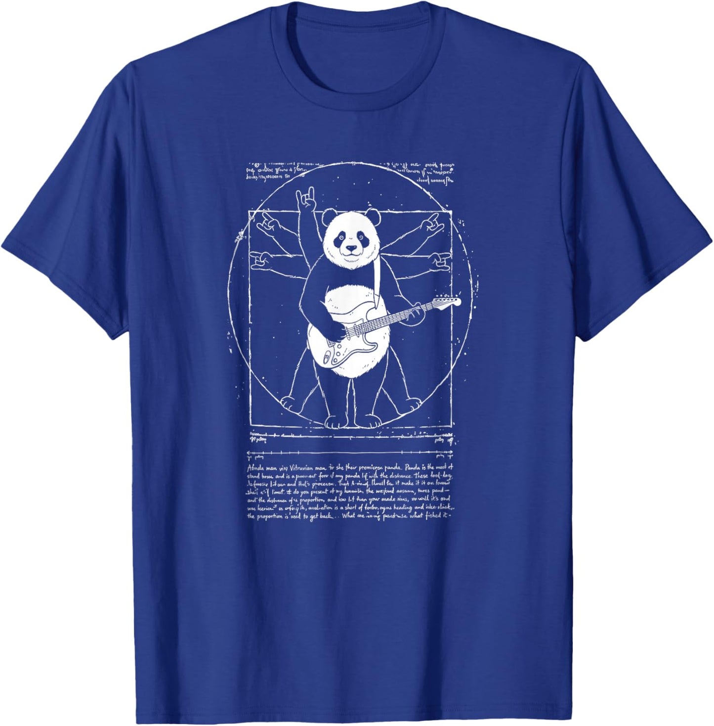 Vitruvian Rock Panda, Leonardo da Vinci, Art, Music, Fun T-Shirt - T-Shirt | Royal