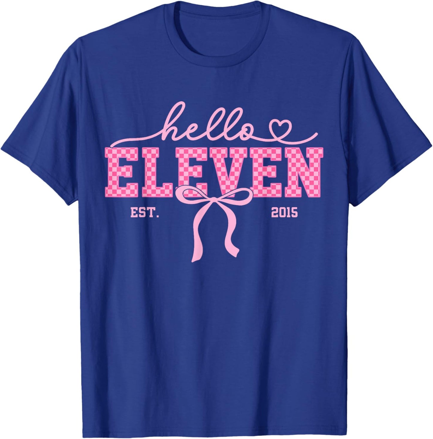 11th Birthday Girl Checkered Coquette Bow 11 Year Old Girl T-Shirt - T-Shirt | Royal