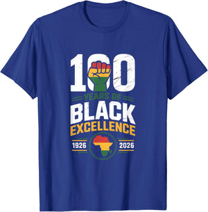Centennial 100 Years of Black Excellence 1926 2026 T-Shirt - T-Shirt | Royal