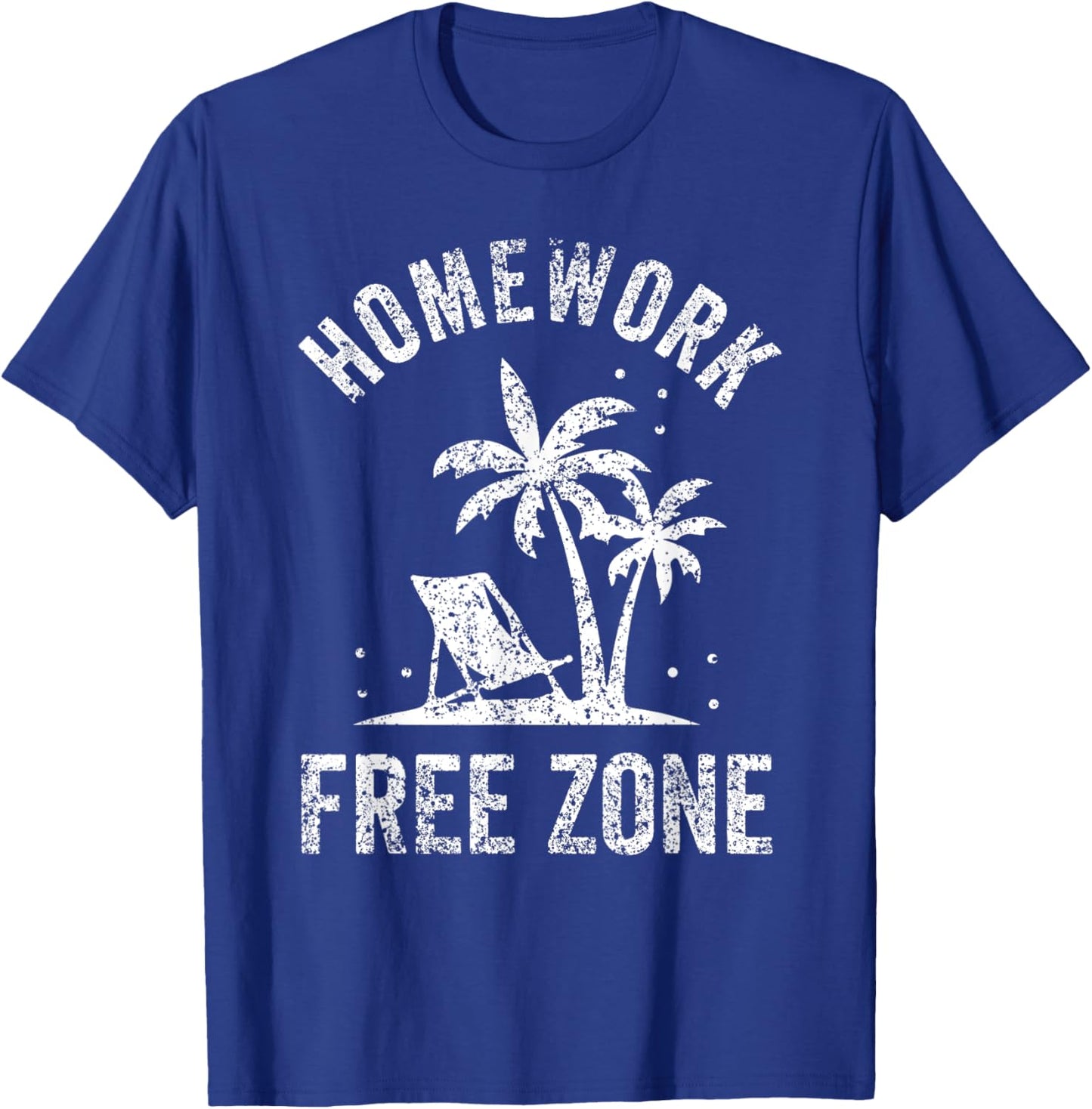 Homework-Free Zone Kids Children Pupils End Of School T-Shirt - T-Shirt | Royal