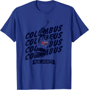 Columbus Blue Jackets Graffiti White Officially Licensed T-Shirt - T-Shirt | Royal