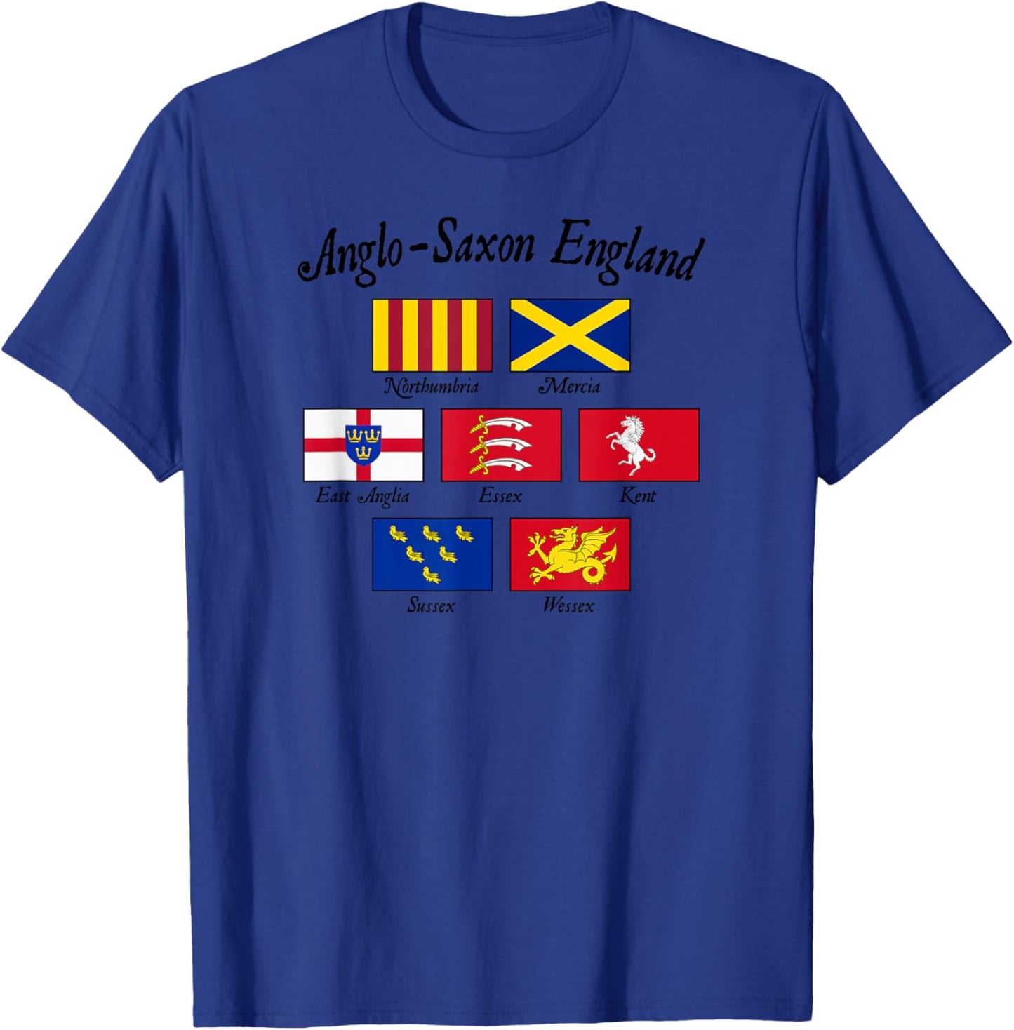 Anglo-Saxon Kingdoms of England Flag Black Lettering T-Shirt - T-Shirt | Royal