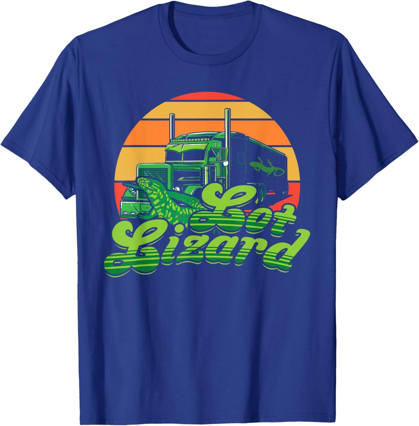 Trucker Lot Lizard Truck Driver Gift Funny Gecko Lover Retro T-Shirt - T-Shirt | Royal