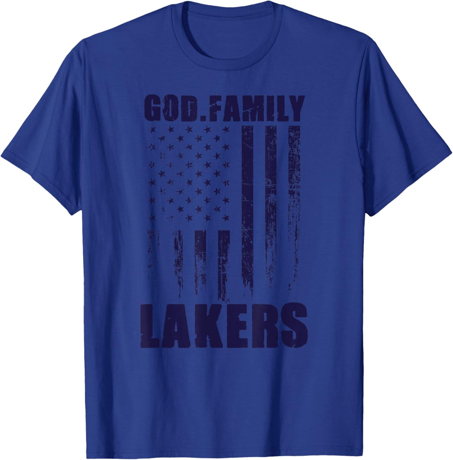 Russell County Lakers God. Family. Vintage USA Flag T-Shirt - T-Shirt | Royal