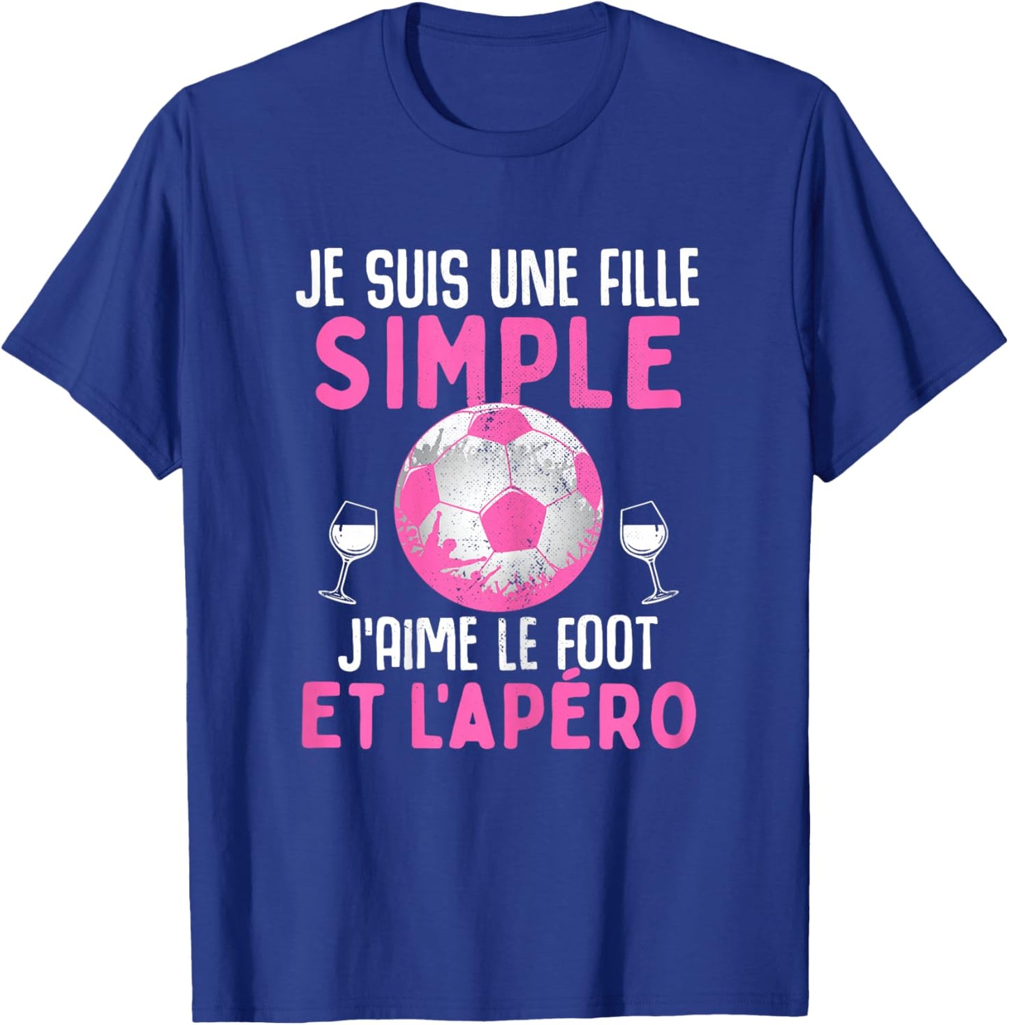 Girl Simple I Love Football and Drink Humour Woman Football T-Shirt - T-Shirt | Royal