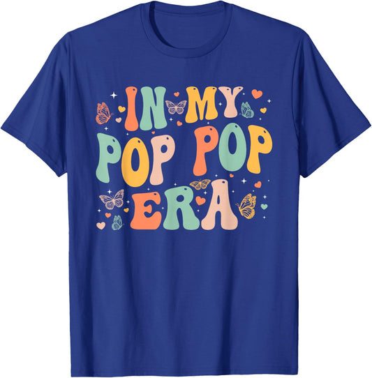 Retro Groovy In My Pop Pop Era Father's Day Men Dad Grandpa T-Shirt - T-Shirt | Royal
