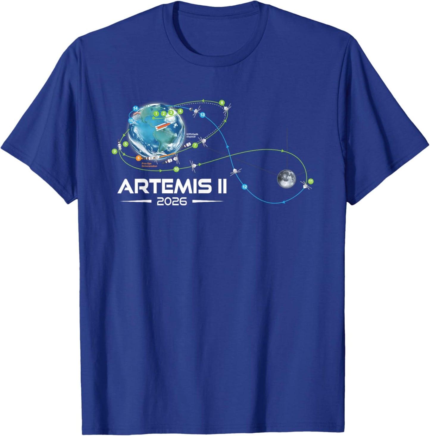 Artemis 2 Route Map SLS Rocket 2026 to The Moon and Beyond T-Shirt - T-Shirt | Royal