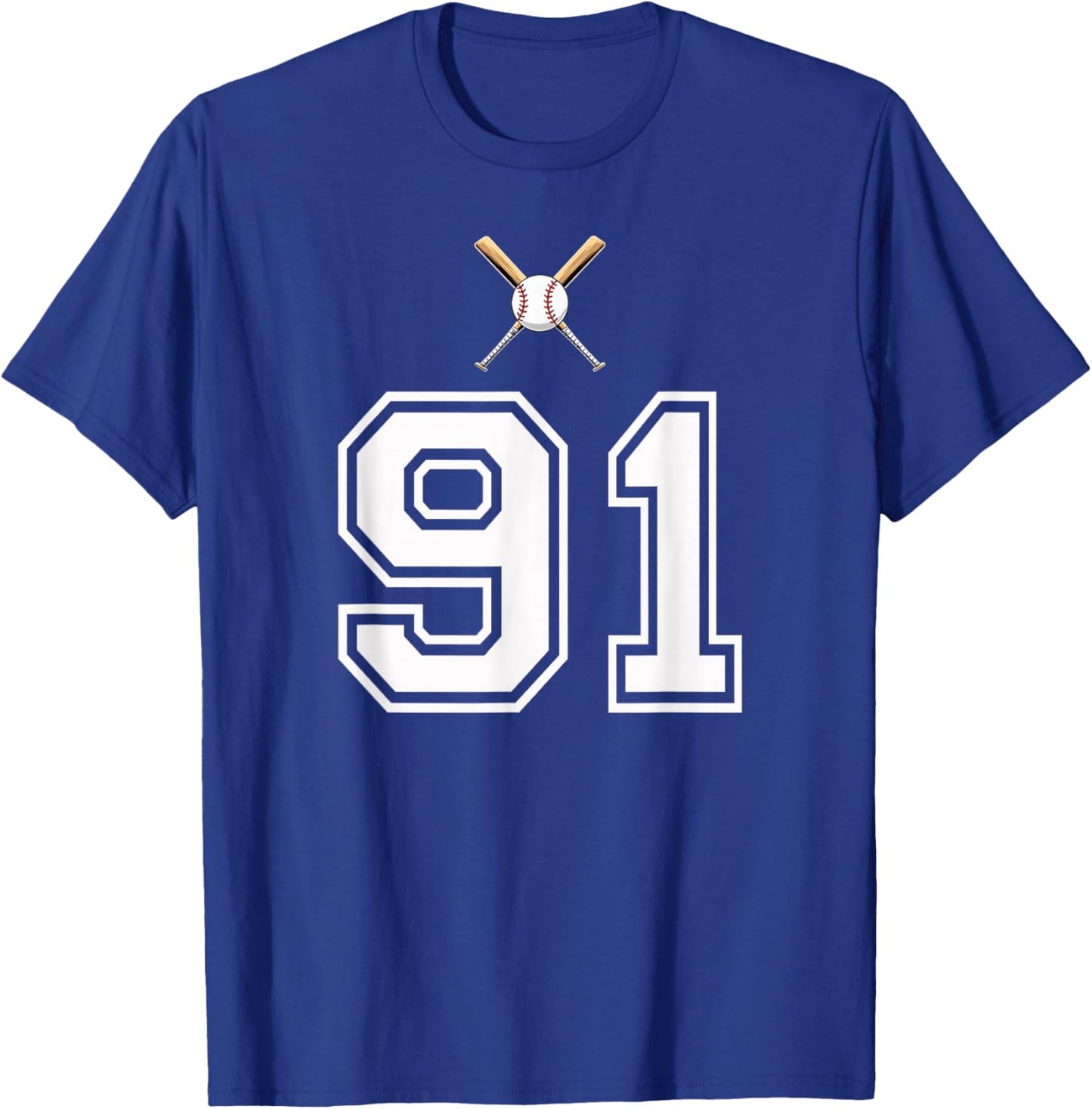 91 Numéro Base-Ball Style Vintage Blanc T-Shirt - T-Shirt | Royal