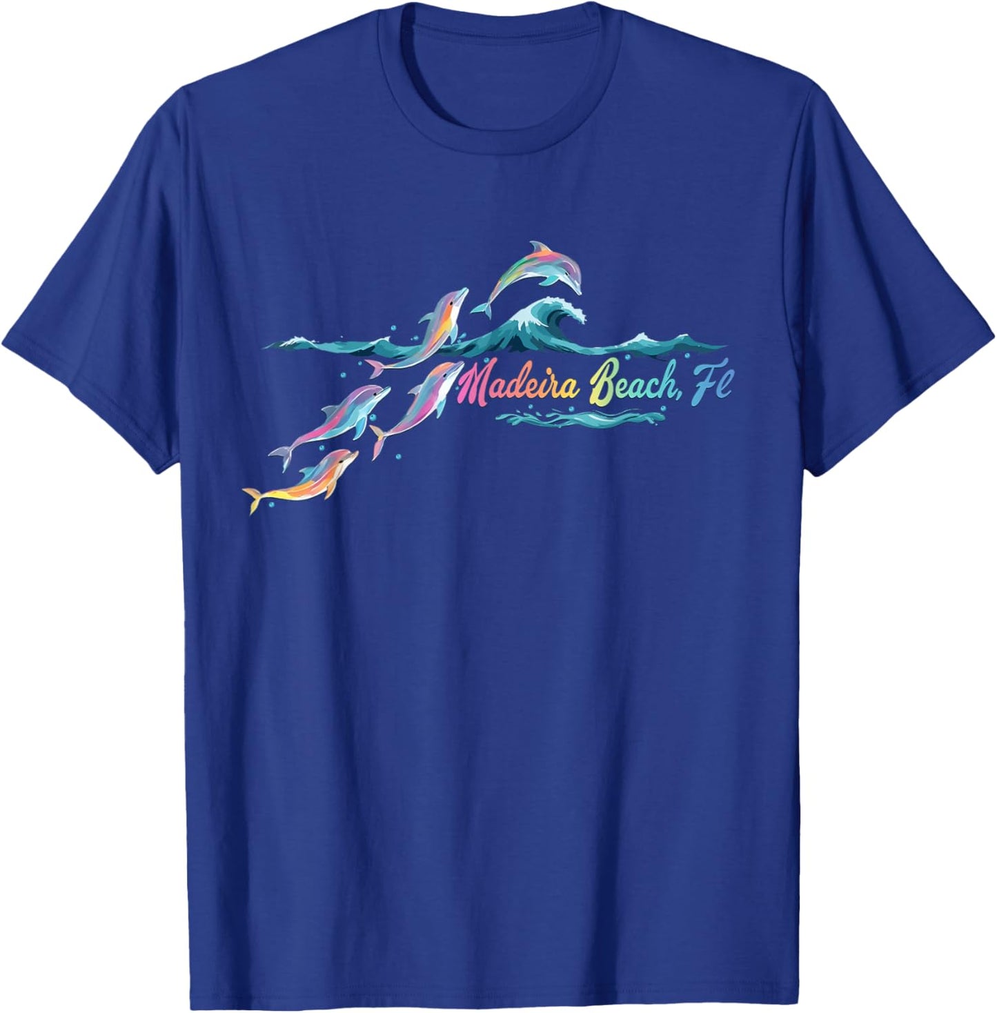 Madeira Beach Florida Colorful Dolphin Lover Beach T-Shirt - T-Shirt | Royal