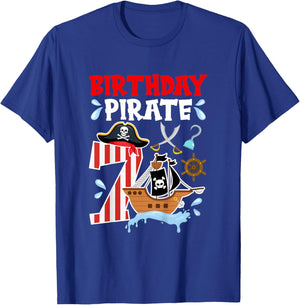 7th Pirate Themed Birthday Seven Year Old Pirate Birthday T-Shirt - T-Shirt | Royal