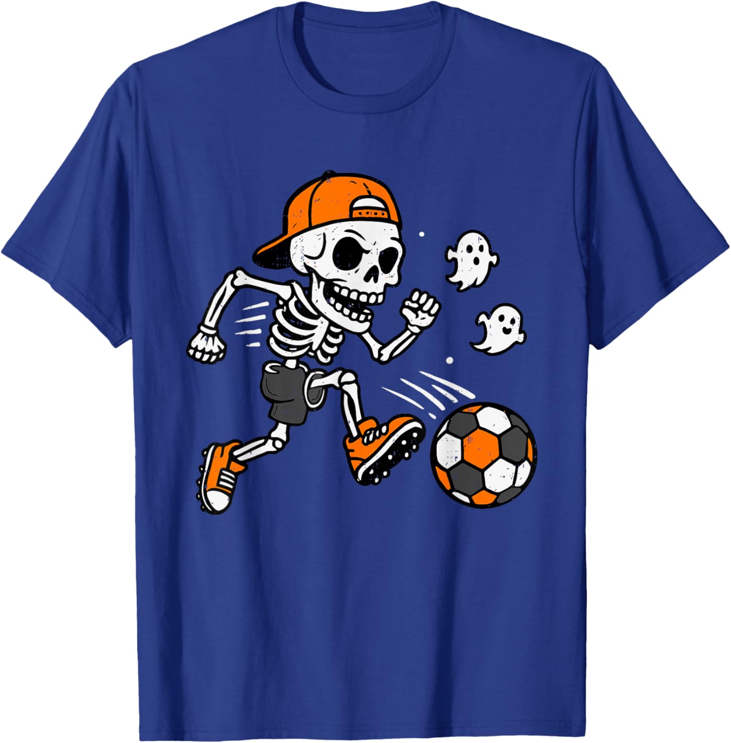 Skeleton Soccer Pumpkin Halloween Costume Boys Teens Kids T-Shirt - T-Shirt | Royal
