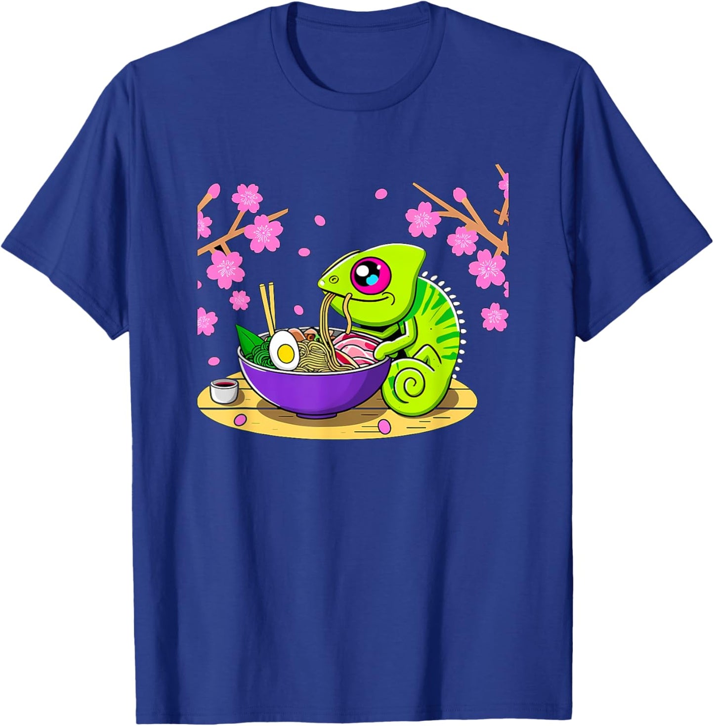 Kawaii Chameleon Eating Ramen T-Shirt - T-Shirt | Royal