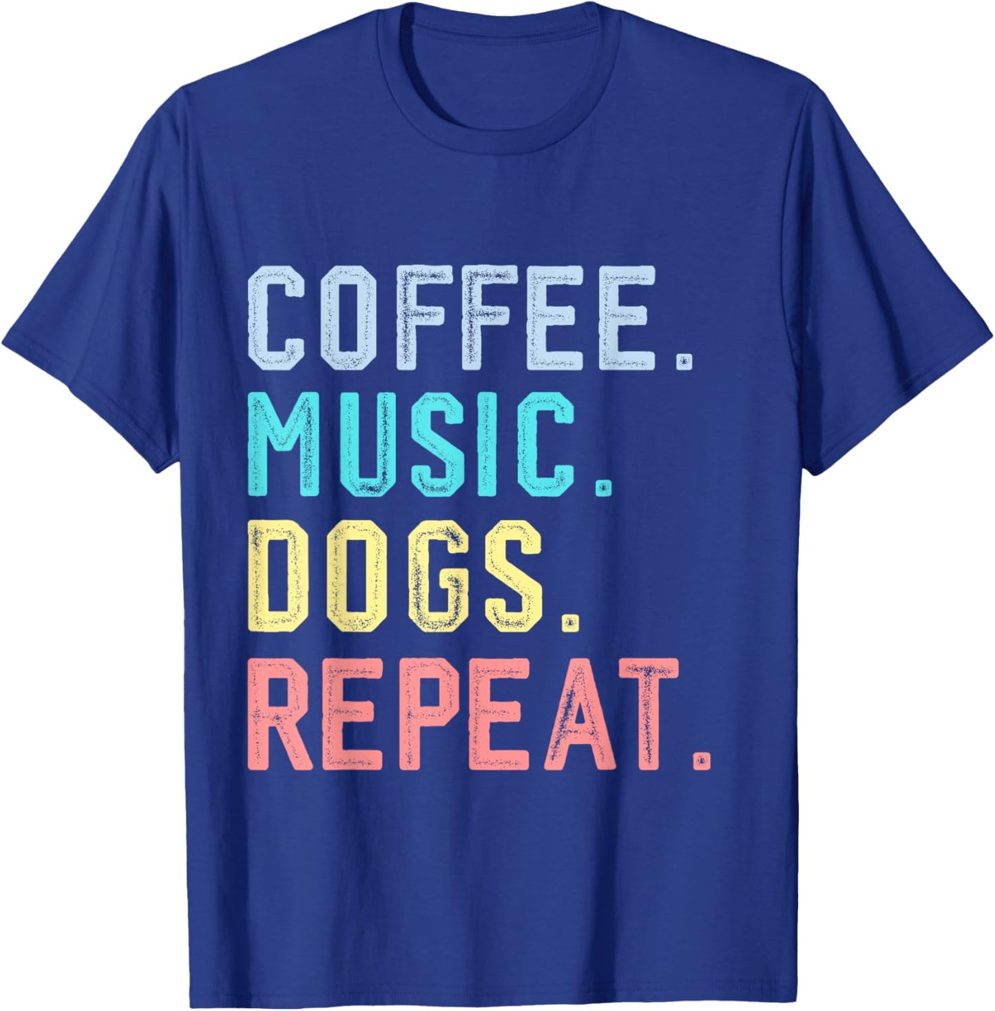 Funny Coffee Music Dogs Cute Dog Coffee Music Teacher T-Shirt - T-Shirt | Royal