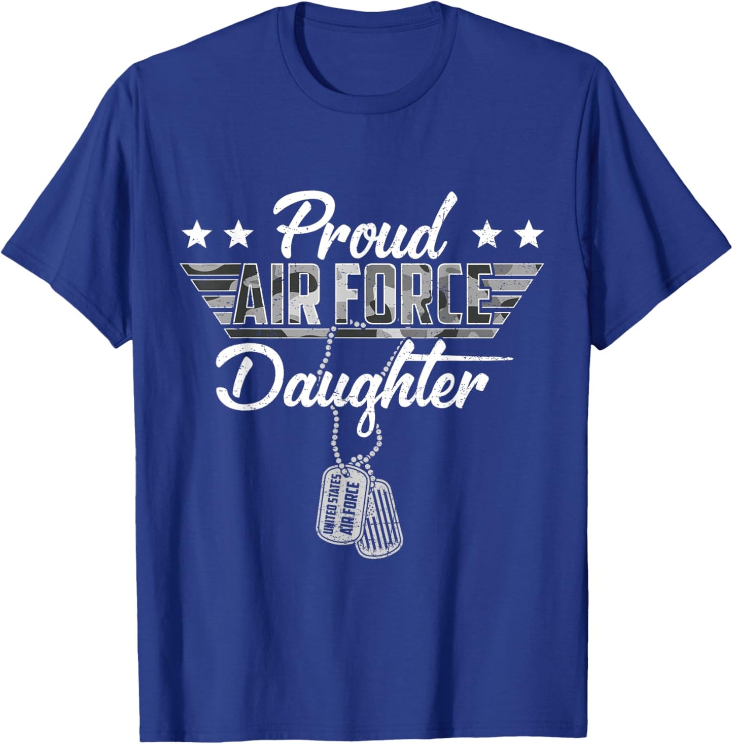 Proud Air Force Daughter Camouflage USAF Veteran Airman T-Shirt - T-Shirt | Royal