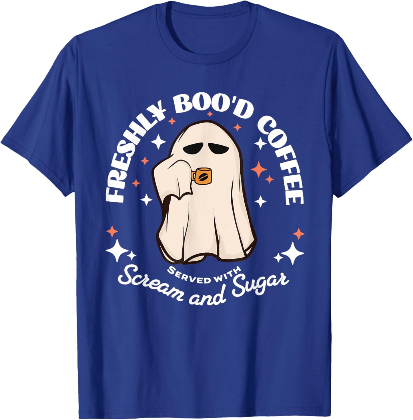 Freshly Boo'd Coffee Funny Halloween Ghost Coffee Lover T-Shirt - T-Shirt | Royal