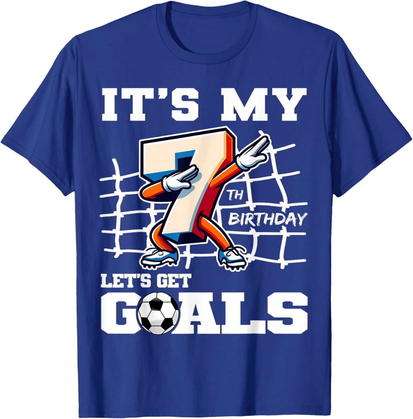 It's My 7th Birthday Dabbing Soccer Football B-Day Party T-Shirt - T-Shirt | Royal