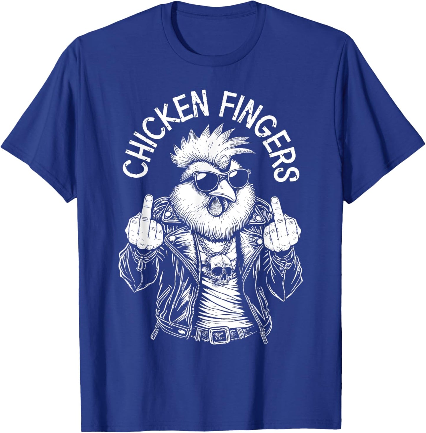 Grandio Design Introverted Intellectual Gifts Chicken Fingers Funny Adult Middle Finger Rude Rooster T-Shirt - T-Shirt | Royal