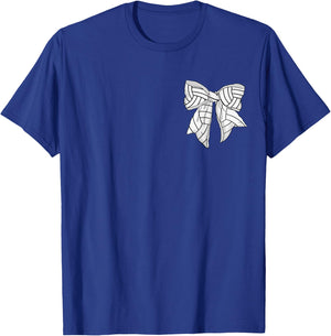 Volleyball Bow Game Day Coquette Women Front and Back Print T-Shirt - T-Shirt | Royal