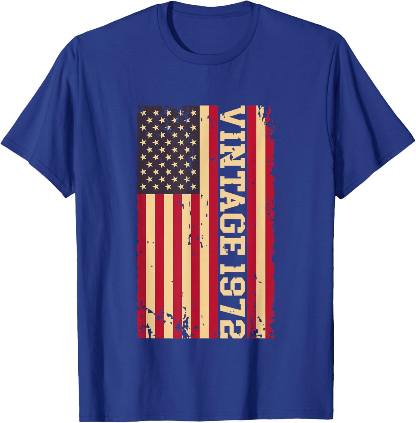 1972 Vintage 53rd Birthday 53 Years Old American USA Flag T-Shirt - T-Shirt | Royal