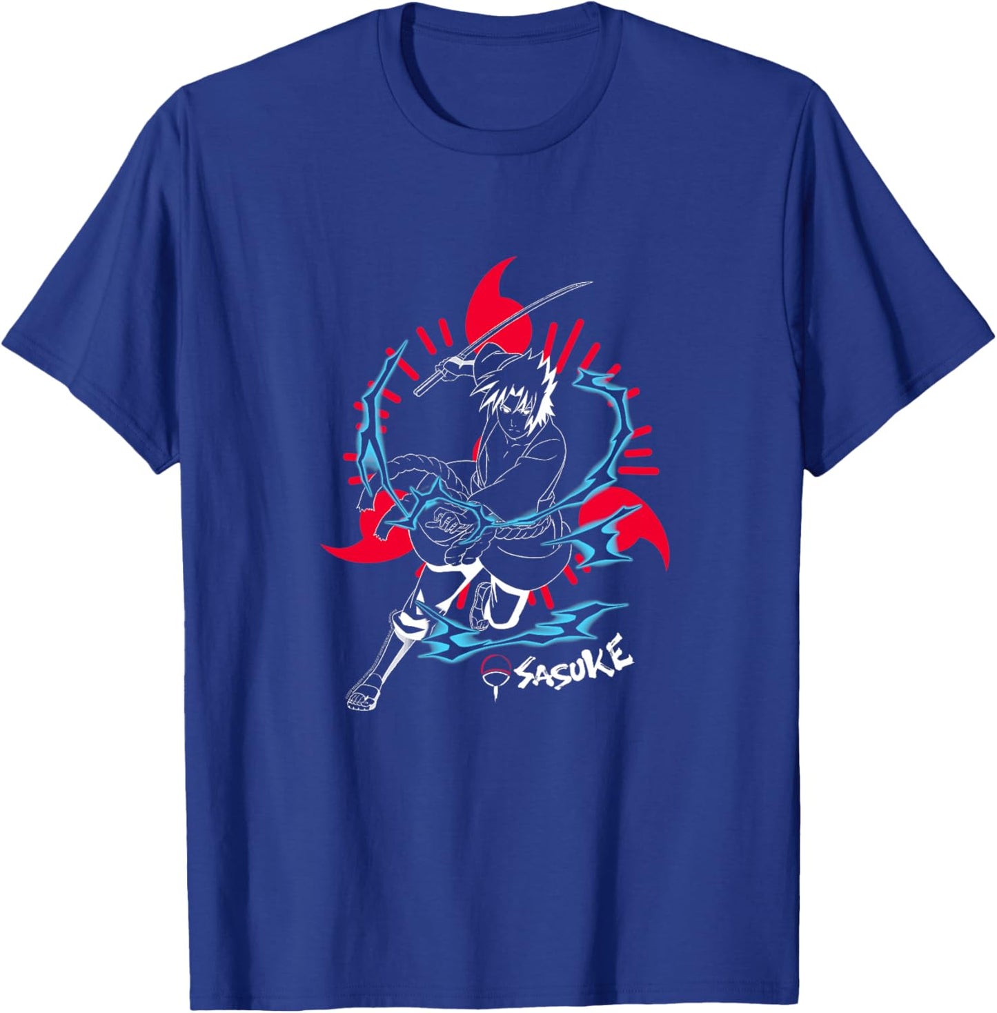 Naruto Shippuden Sasuke inversé avec Sharingan Anime Haut de Gamme T-Shirt - T-Shirt | Royal