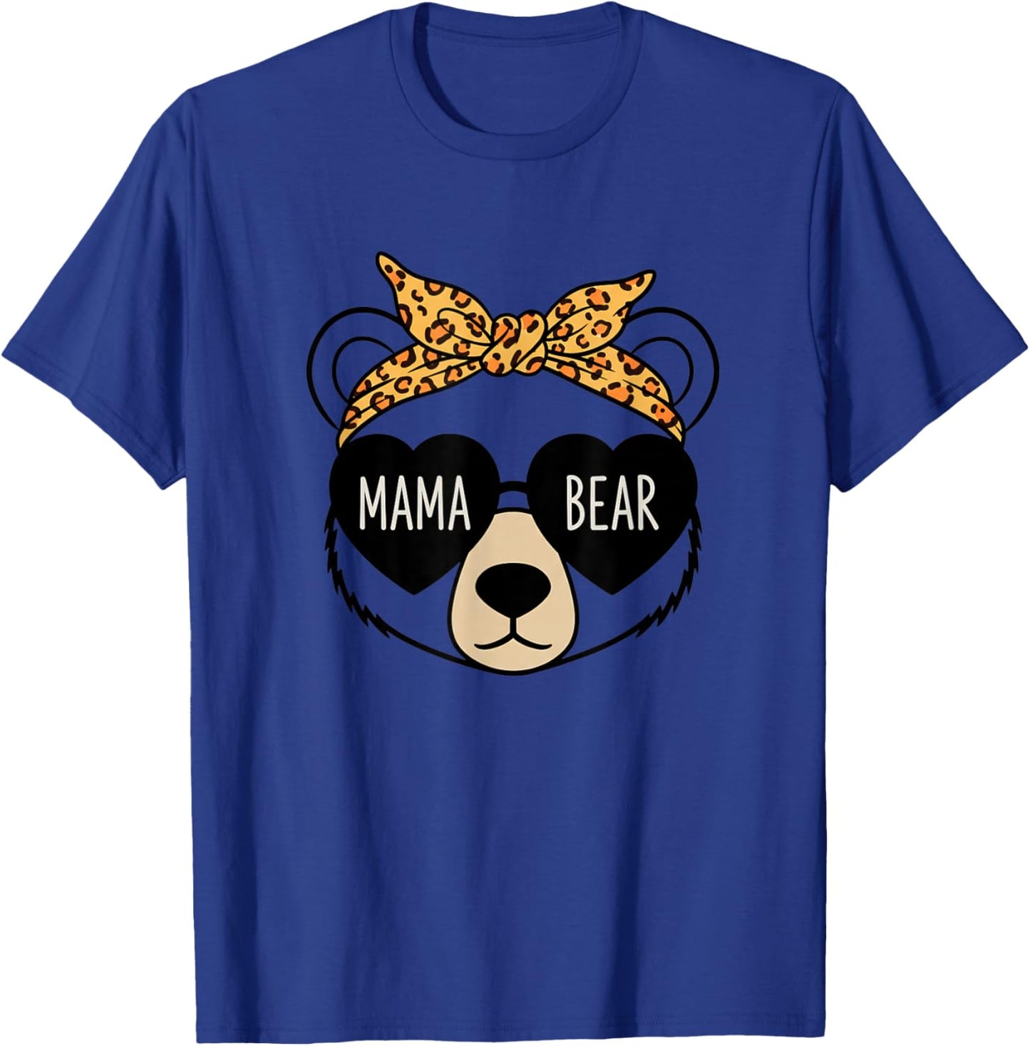 Grandparent Mama Bear Leopard Bandana Heart Sunglasses - Fun T-Shirt - T-Shirt | Royal