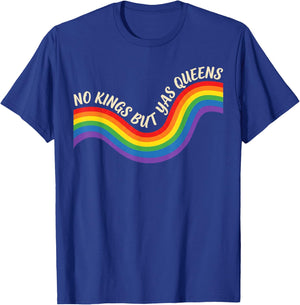 No Kings But Yas Queens Retro Rainbow LGBTQ Pride Ally Pride T-Shirt - T-Shirt | Royal