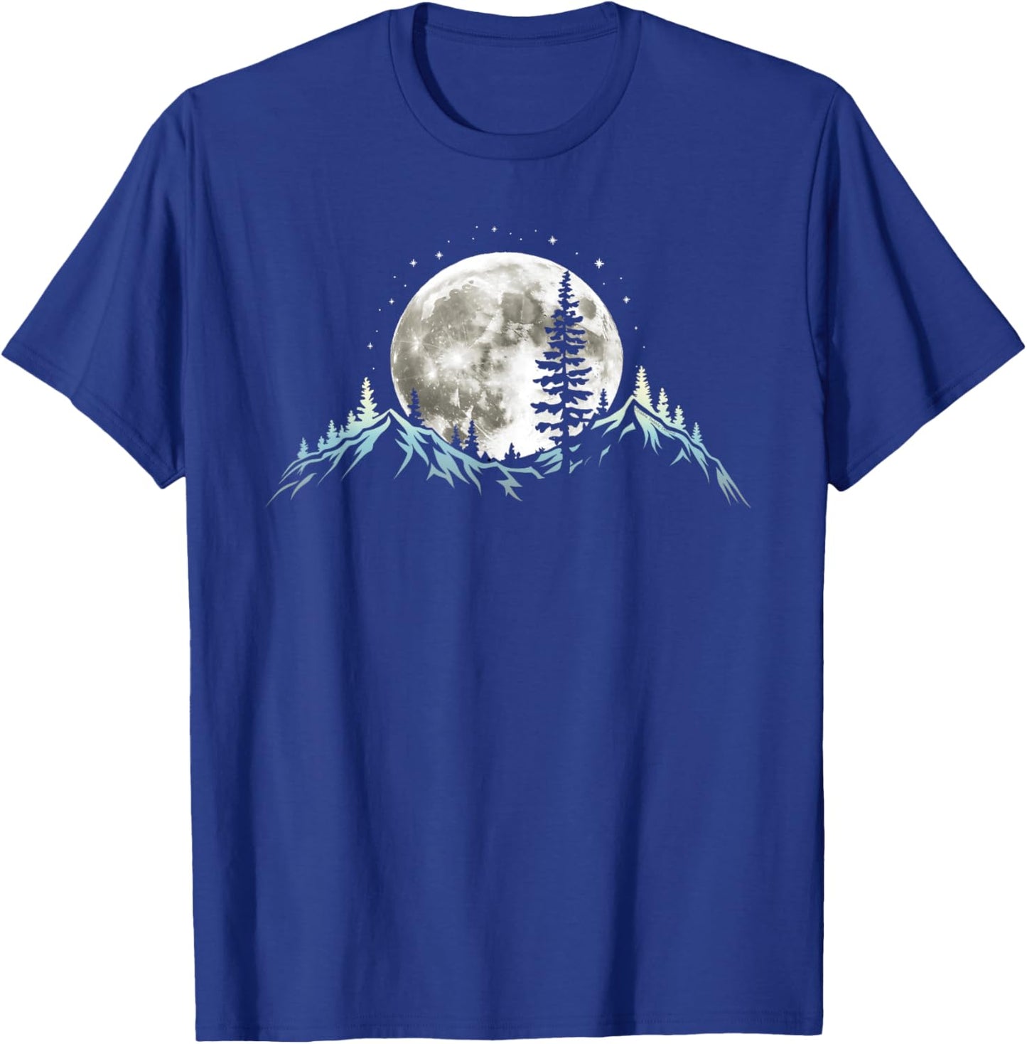 Full Moon Trees Nature Mountains Adventure Outdoor Forest T-Shirt - T-Shirt | Royal
