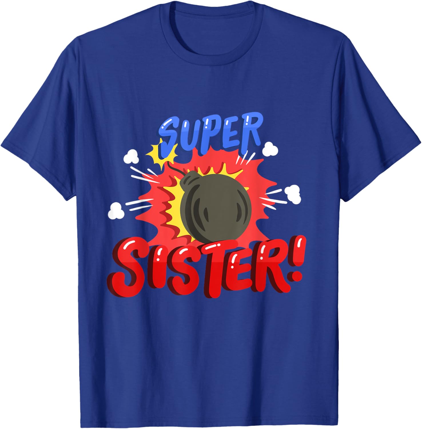Sister Superhero Comic Birthday Party Family Matching T-Shirt - T-Shirt | Royal