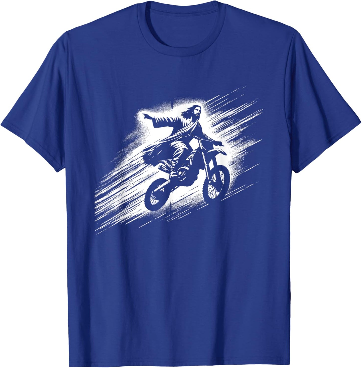Jesus On Dirt Bike - Funny Christian Motorcycle Lover T-Shirt - T-Shirt | Royal