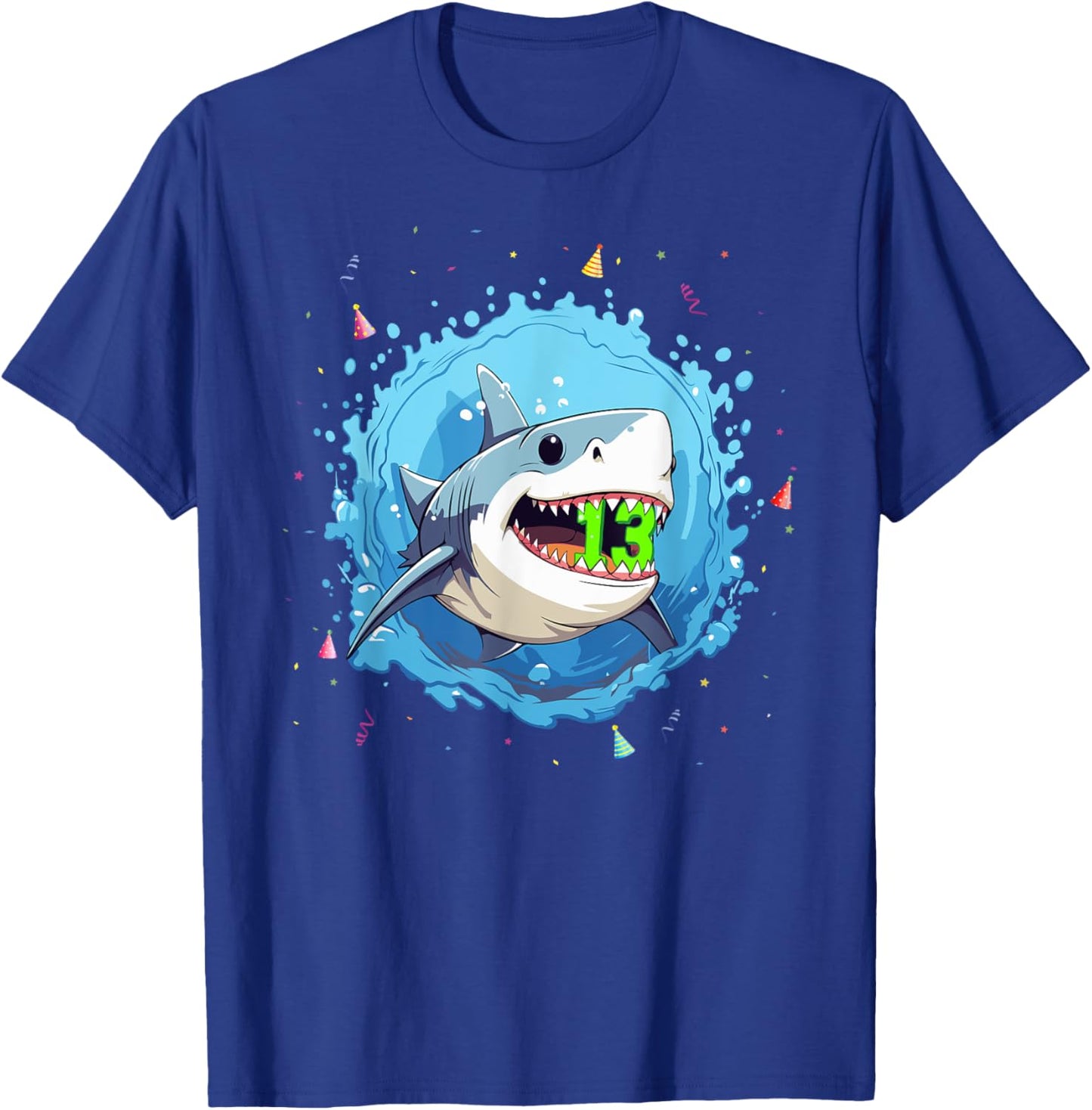 Sharks 13th Birthday Kids Shark Ocean 13 yrs Old Birthday T-Shirt - T-Shirt | Royal