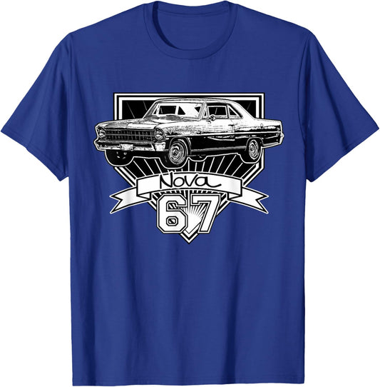 1967 67 Chevys Nova Classic Car Old School Muscle Car T-Shirt - T-Shirt | Royal