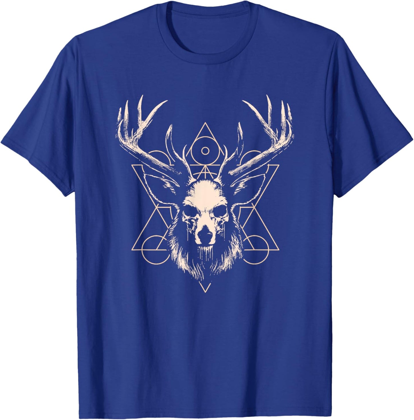 Unholy Deer Skull Design with Occult Symbols T-Shirt - T-Shirt | Royal