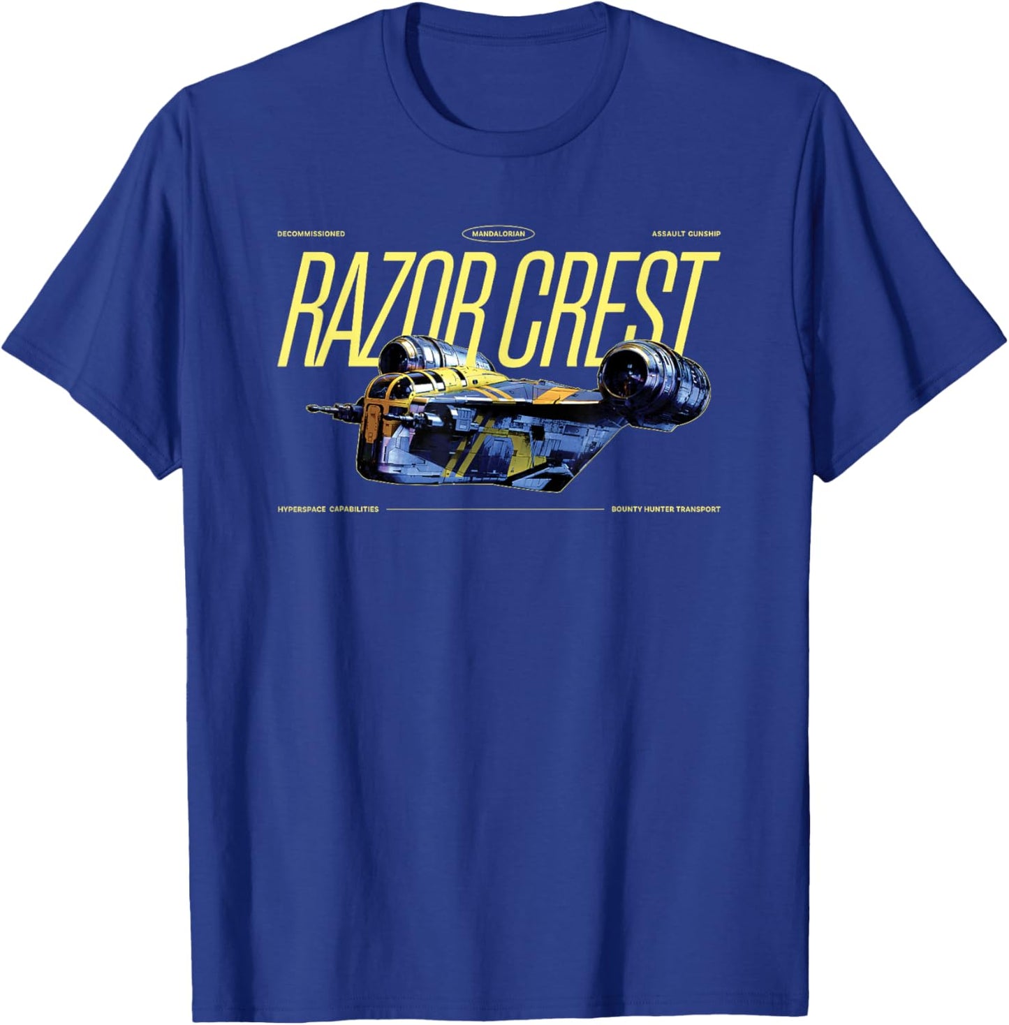 Star Wars The Mandalorian and Grogu Razor Crest Ship Vintage T-Shirt - T-Shirt | Royal