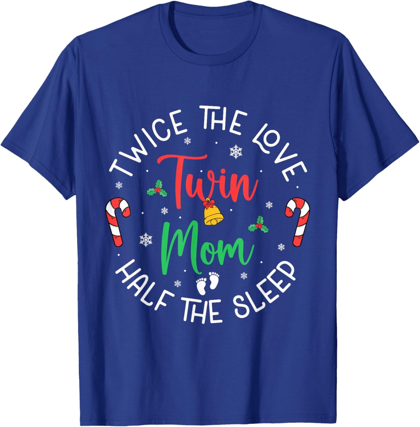 Twice The Love Twin Mom Pregnancy Expecting Christmas Party T-Shirt - T-Shirt | Royal