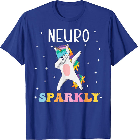 Neuro Sparkly NeuroDiversity Unicorn ADHD Awareness Kids T-Shirt - T-Shirt | Royal