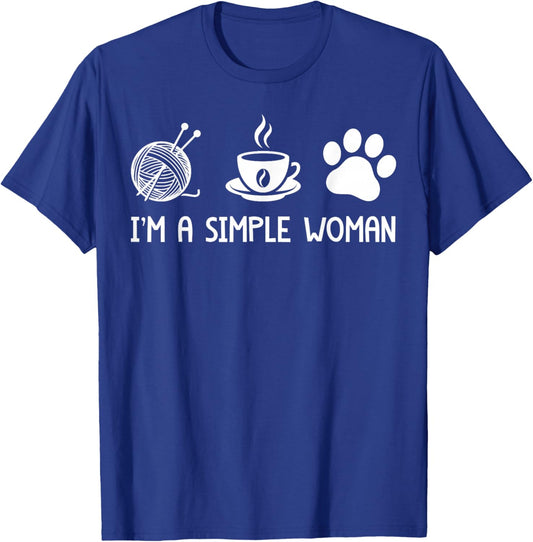 I'm A Simple Woman Yarn Coffee Dogs T-Shirt - T-Shirt | Royal