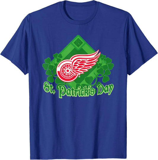 Detroit Red Wings St. Patrick's Day Black NHL Licensed T-Shirt - T-Shirt | Royal