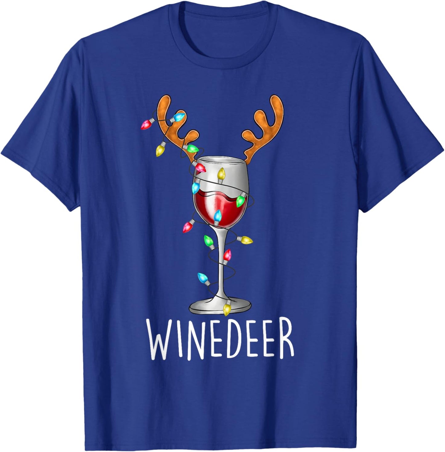 Winedeer Reinbeer Santa Hat Reindeer Couple Xmas Matching T-Shirt - T-Shirt | Royal