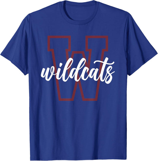 Wildcats School Spirit Game Day Maroon Wildcat Pride Mascot T-Shirt - T-Shirt | Royal