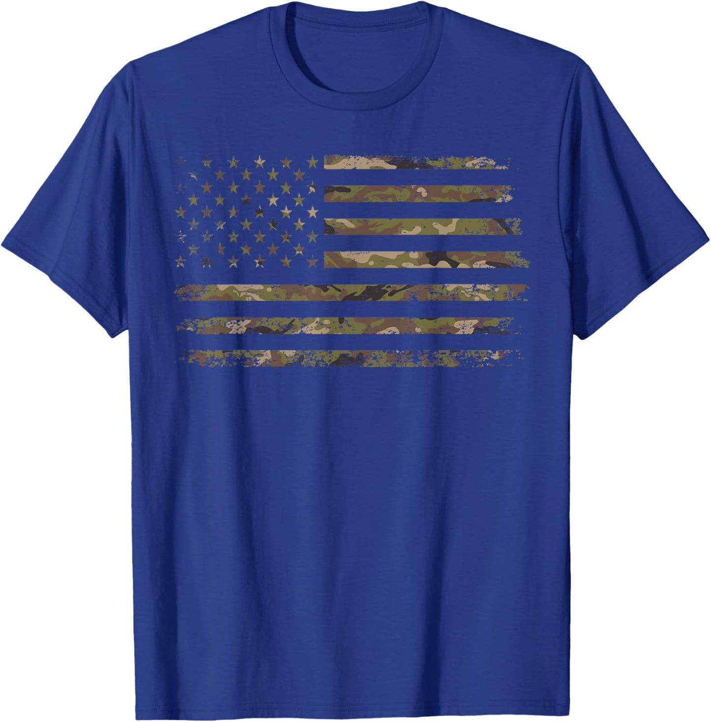 Camo American Flag USA Camouflage Men Boys Women Girls Kids T-Shirt - T-Shirt | Royal