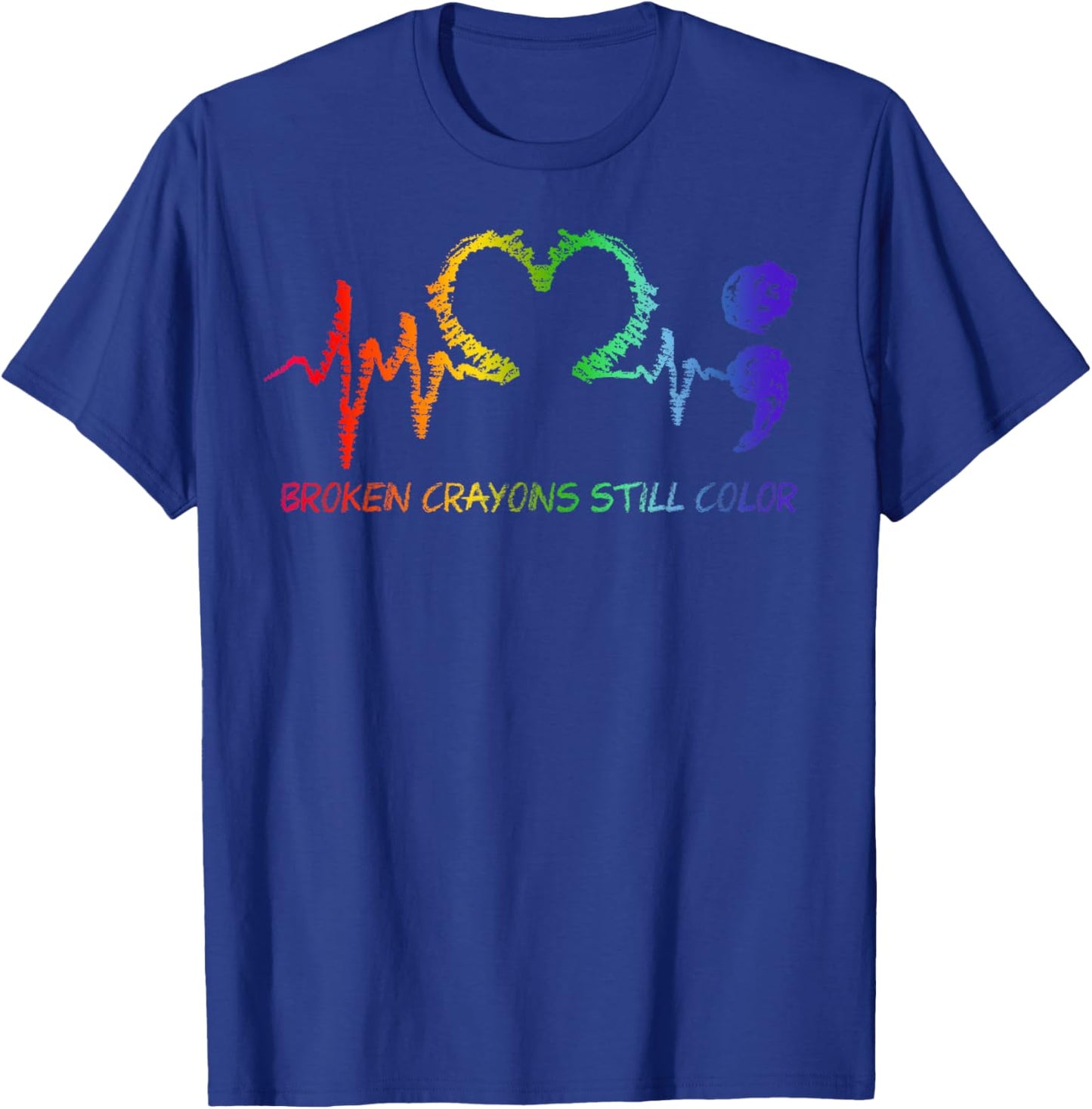 Broken Crayons Still Color Semicolon Mental Health Tie Dye T-Shirt - T-Shirt | Royal
