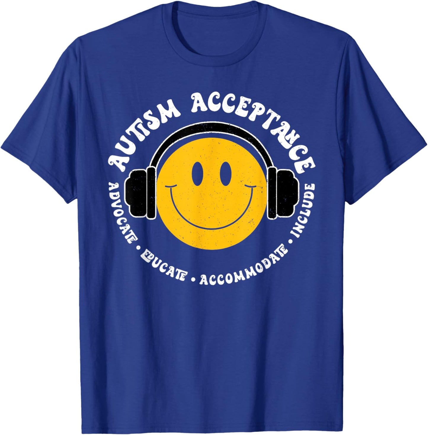 Autism Awareness Acceptance Smile Face Funny Kids Boys T-Shirt - T-Shirt | Royal