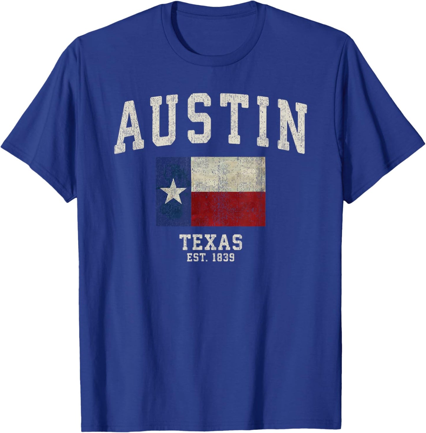 Distressed Austin Texas State Flag T-Shirt - T-Shirt | Royal