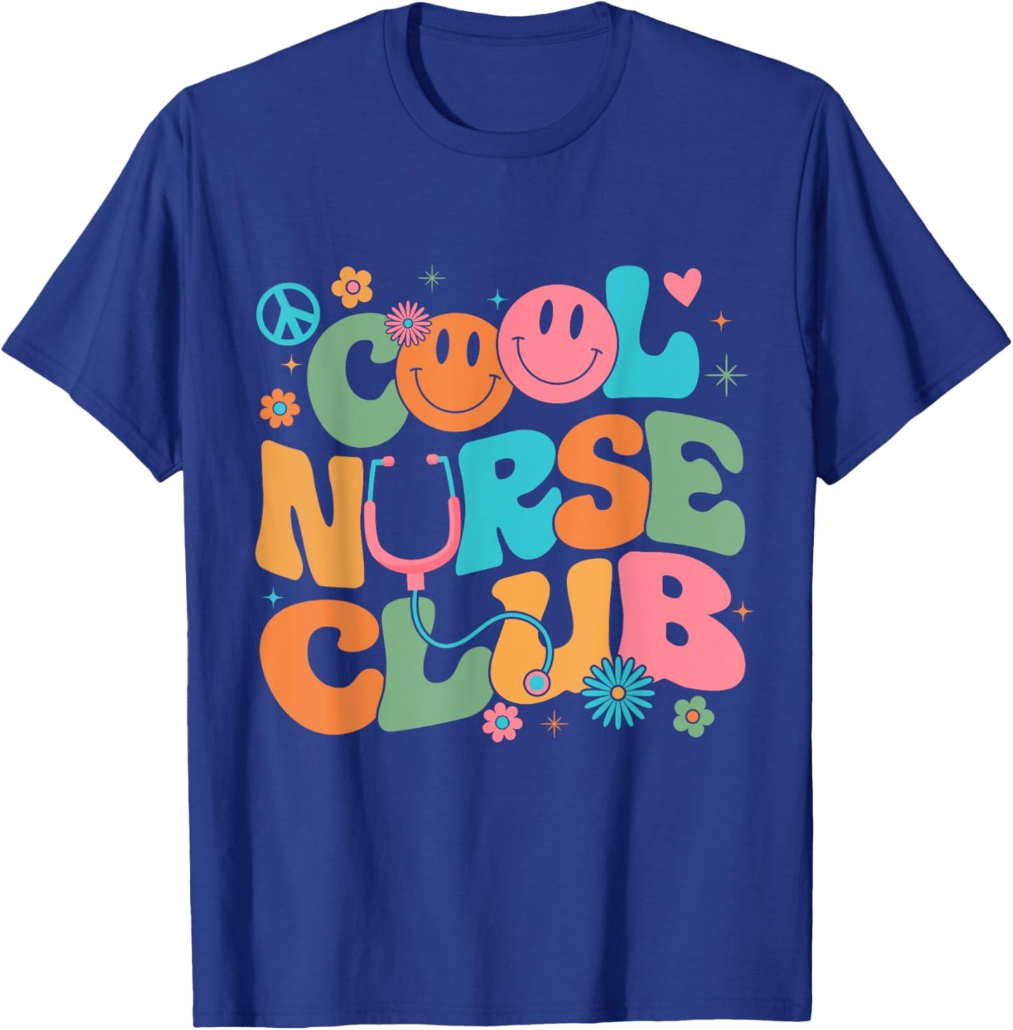 Retro Groovy Cool Nurse Club Nursing Nurses Week T-Shirt - T-Shirt | Royal