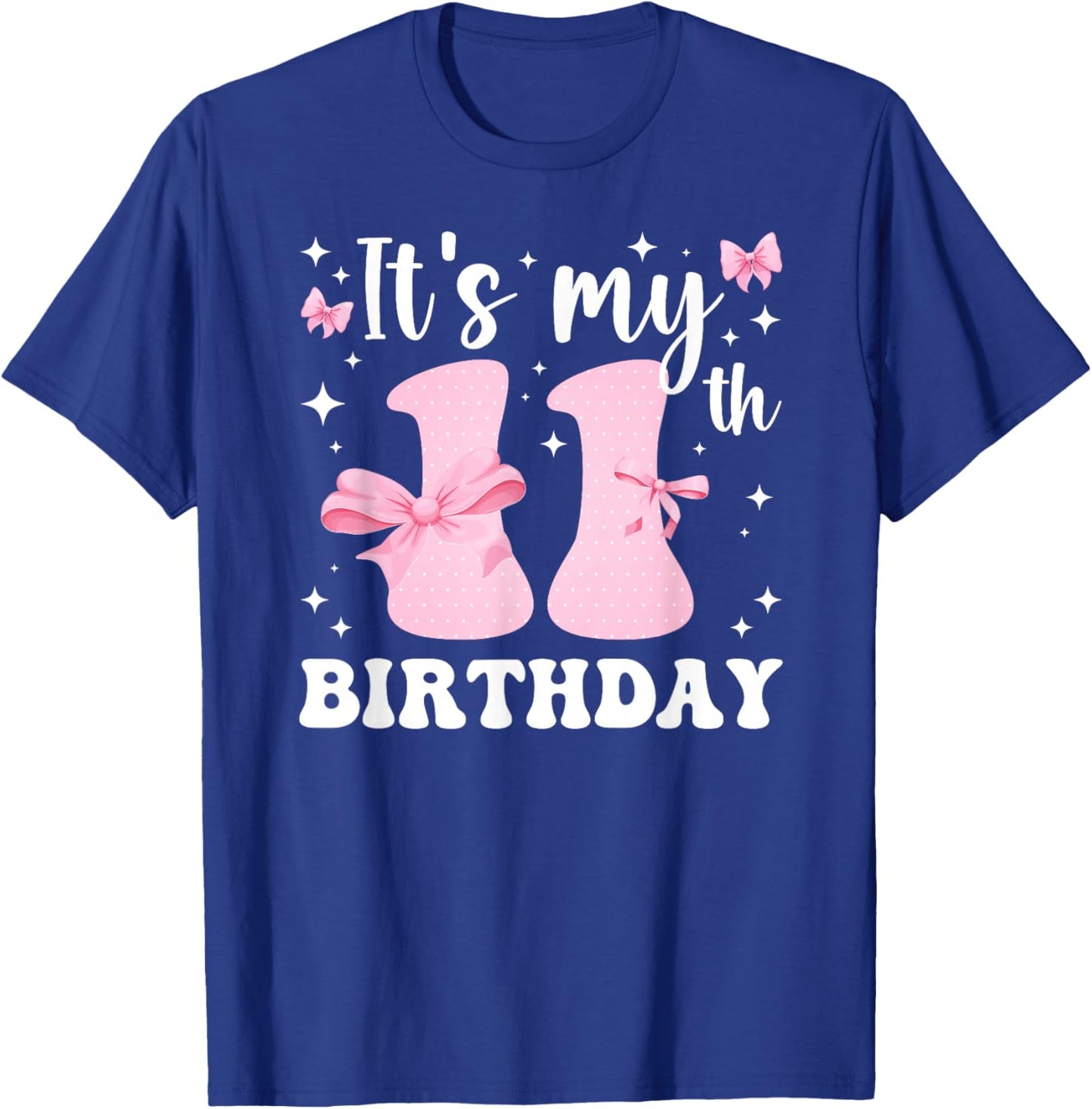11th Coquette Themed Birthday Eleven Year Old Girl Bow T-Shirt - T-Shirt | Royal